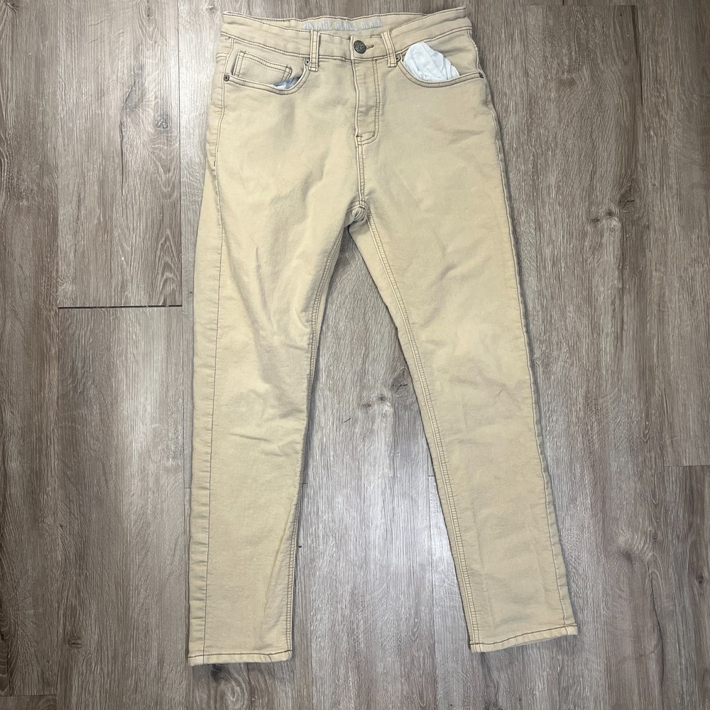 Vintage Genes Black Brown Tan Jeans Size 32x28 Slim Tapered Fit Pants